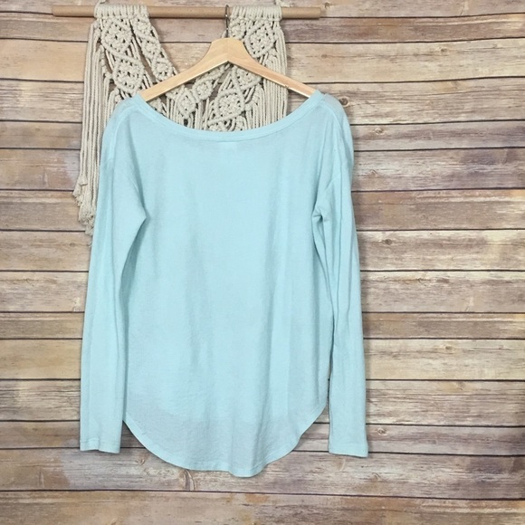VS PINK | Blue Ribbed Thermal Long Sleeve Tee - Picture 6 of 8